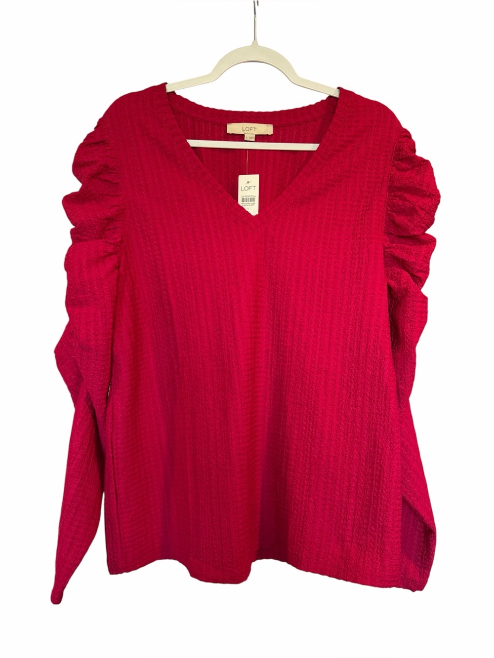 LOFT Pink Ruched Long-sleeve Blouse - Picture 2 of 4
